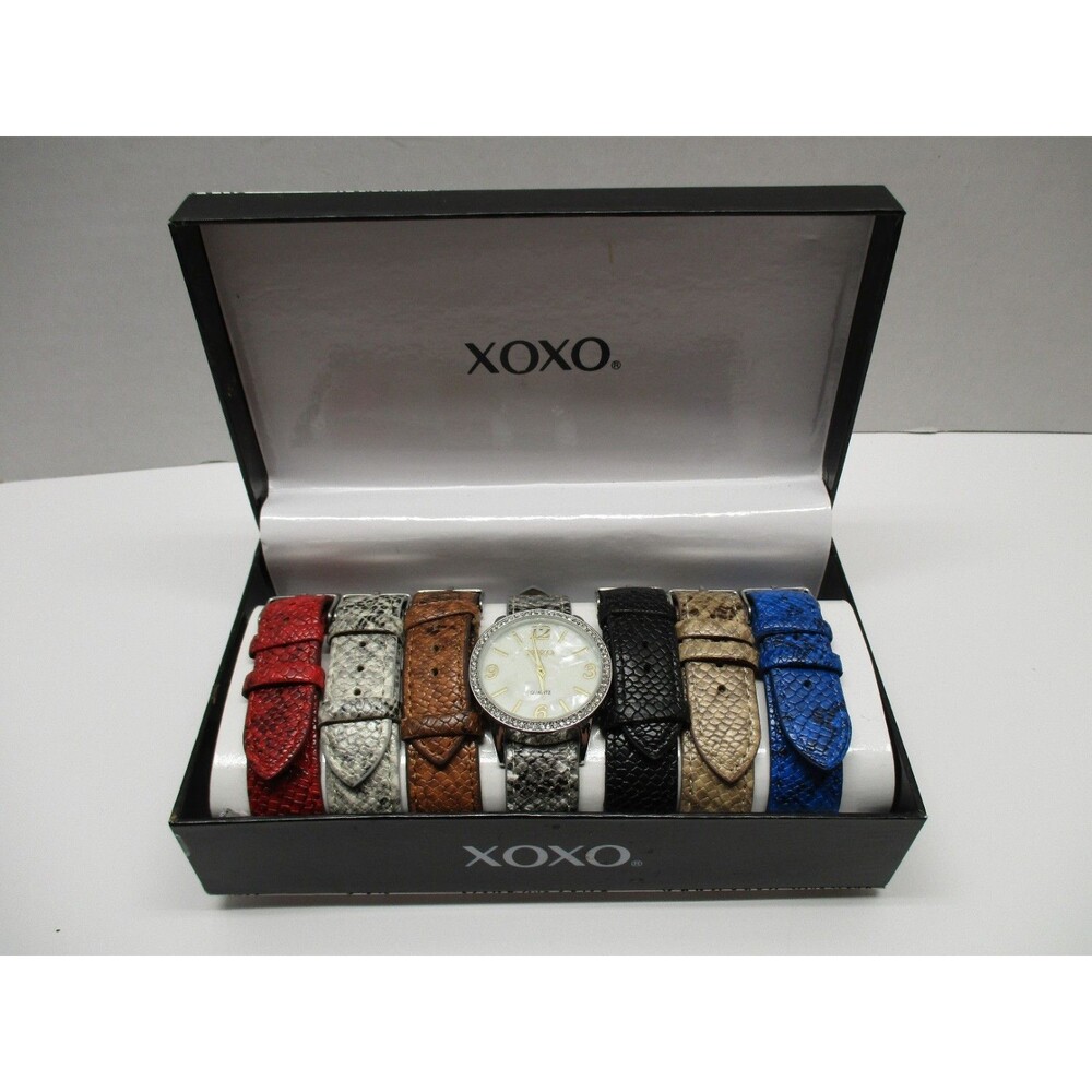 Xoxo  Womens Silver Tone Analog Wristwatch With Interchangeable Bands Pearl Gold
